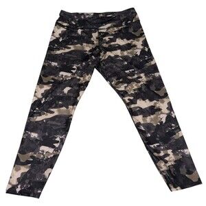 Tahari Sport Leggings Womens XL Ankle Camo Gray Stretch Activewear Pants